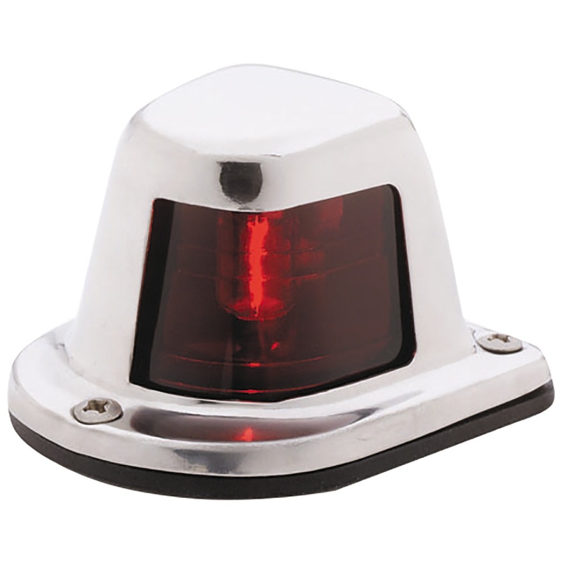 Attwood 1-Mile Deck Mount, Red Sidelight – 12V – Stainless Steel Housing [66319R7]