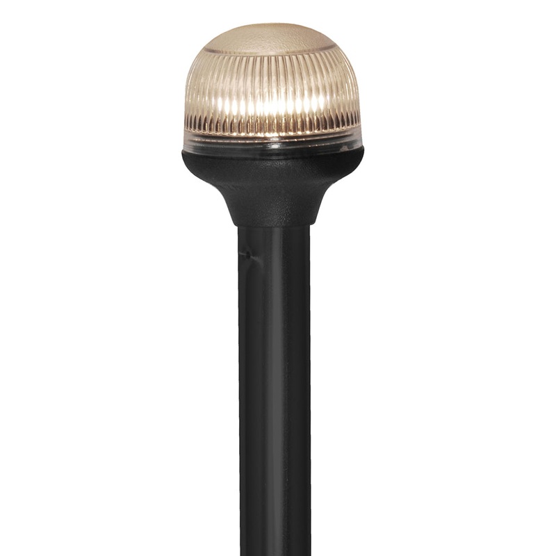 Attwood All-Around Fold-Down Incandescent Anti-Glare Lens Light – 12″ Black Plastic Pole – 12V – Horizontal Comp Base